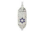 FJC Finejewelers 925 Sterling Silver Polished Solid Mezuzah with Enameled Star of David Charm 43 x 13 mm
