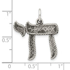 FJC Finejewelers 925 Sterling Silver Solid Antiqued and Textured Chai Symbol Charm 26 x 22 mm