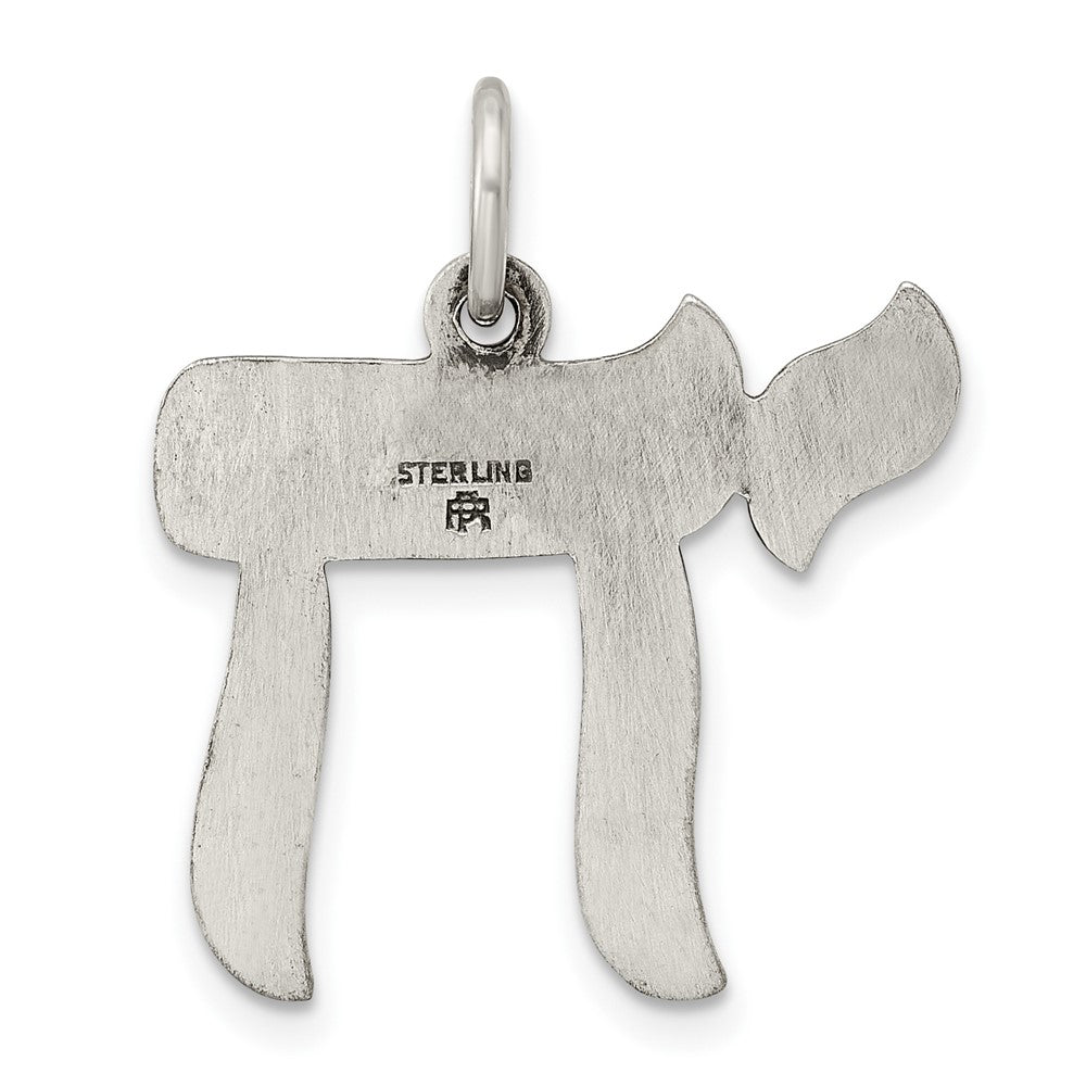 FJC Finejewelers 925 Sterling Silver Solid Antiqued and Textured Chai Symbol Charm 26 x 22 mm