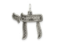 FJC Finejewelers 925 Sterling Silver Solid Antiqued and Textured Chai Symbol Charm 26 x 22 mm