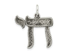 FJC Finejewelers 925 Sterling Silver Solid Antiqued and Textured Chai Symbol Charm 26 x 22 mm