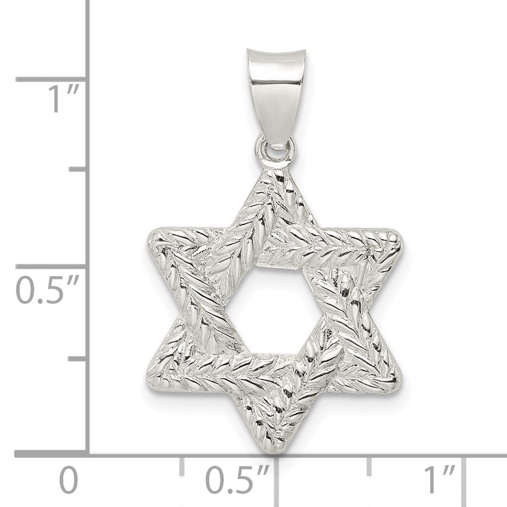FJC Finejewelers 925 Sterling Silver Polsihed and Textured Solid Star of David Charm 28 x 17 mm