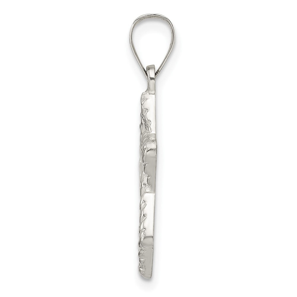 FJC Finejewelers 925 Sterling Silver Polsihed and Textured Solid Star of David Charm 28 x 17 mm