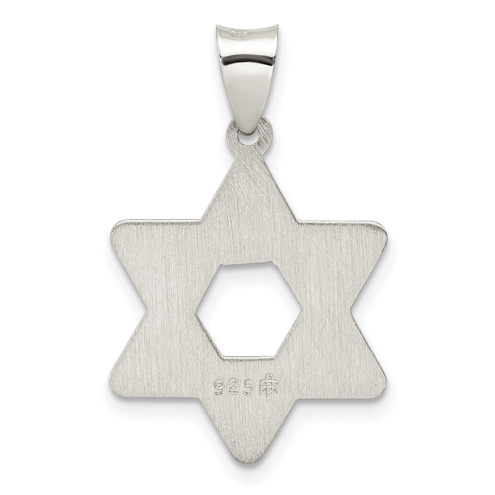 FJC Finejewelers 925 Sterling Silver Polsihed and Textured Solid Star of David Charm 28 x 17 mm