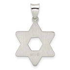 FJC Finejewelers 925 Sterling Silver Polsihed and Textured Solid Star of David Charm 28 x 17 mm