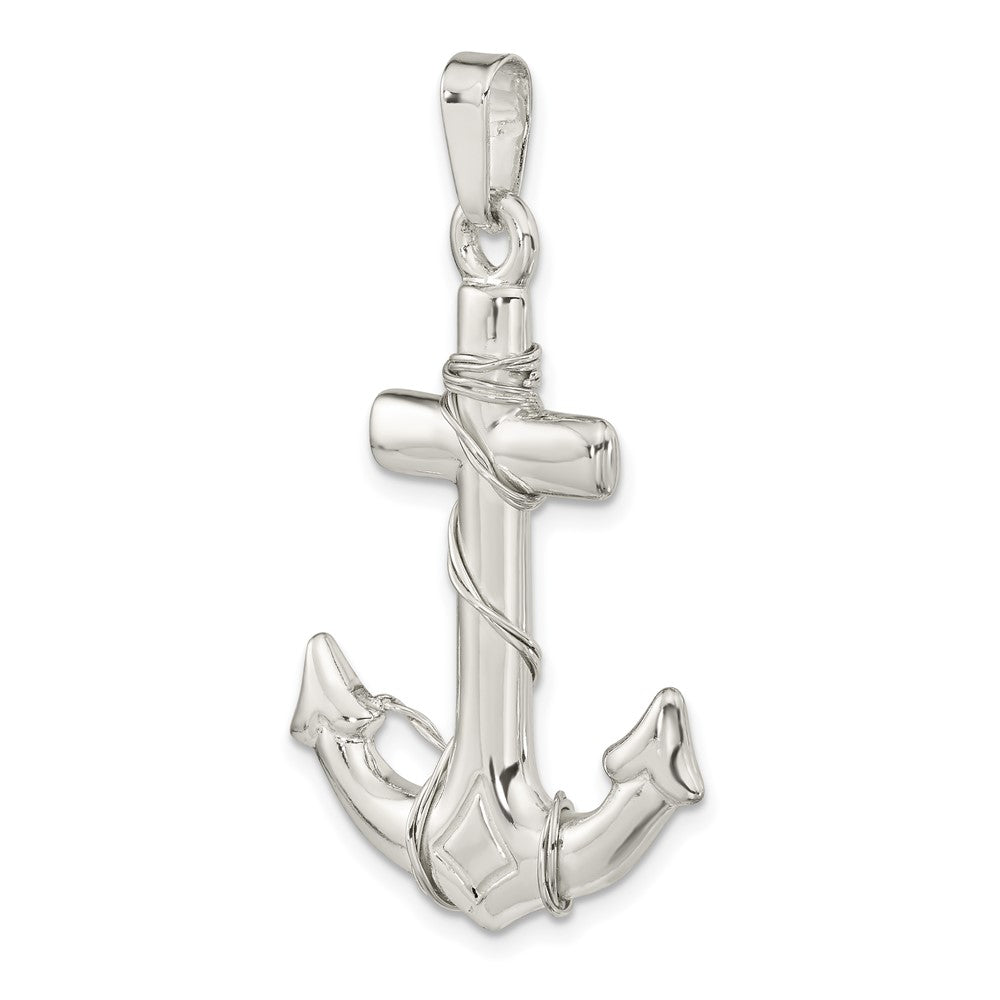 FJC Finejewelers 925 Sterling Silver Polished 3D Anchor Charm 42 x 24 mm