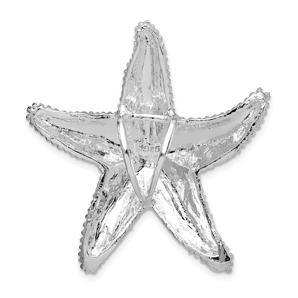 FJC Finejewelers 925 Sterling Silver Rhodium Plated Polished/Textured Starfish Slide 36 x 35 mm