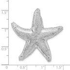 FJC Finejewelers 925 Sterling Silver Rhodium Plated Polished/Textured Starfish Slide 36 x 35 mm