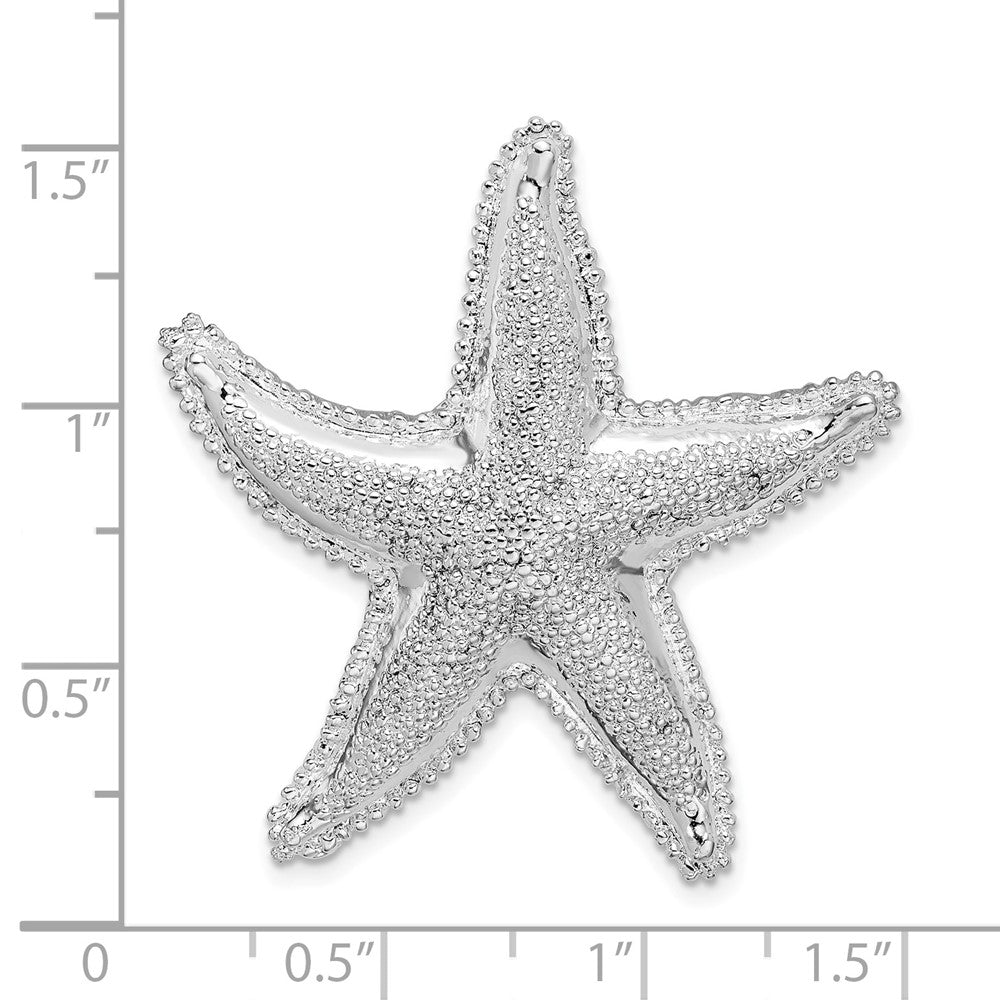 FJC Finejewelers 925 Sterling Silver Rhodium Plated Polished/Textured Starfish Slide 36 x 35 mm