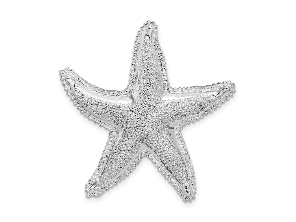 FJC Finejewelers 925 Sterling Silver Rhodium Plated Polished/Textured Starfish Slide 36 x 35 mm