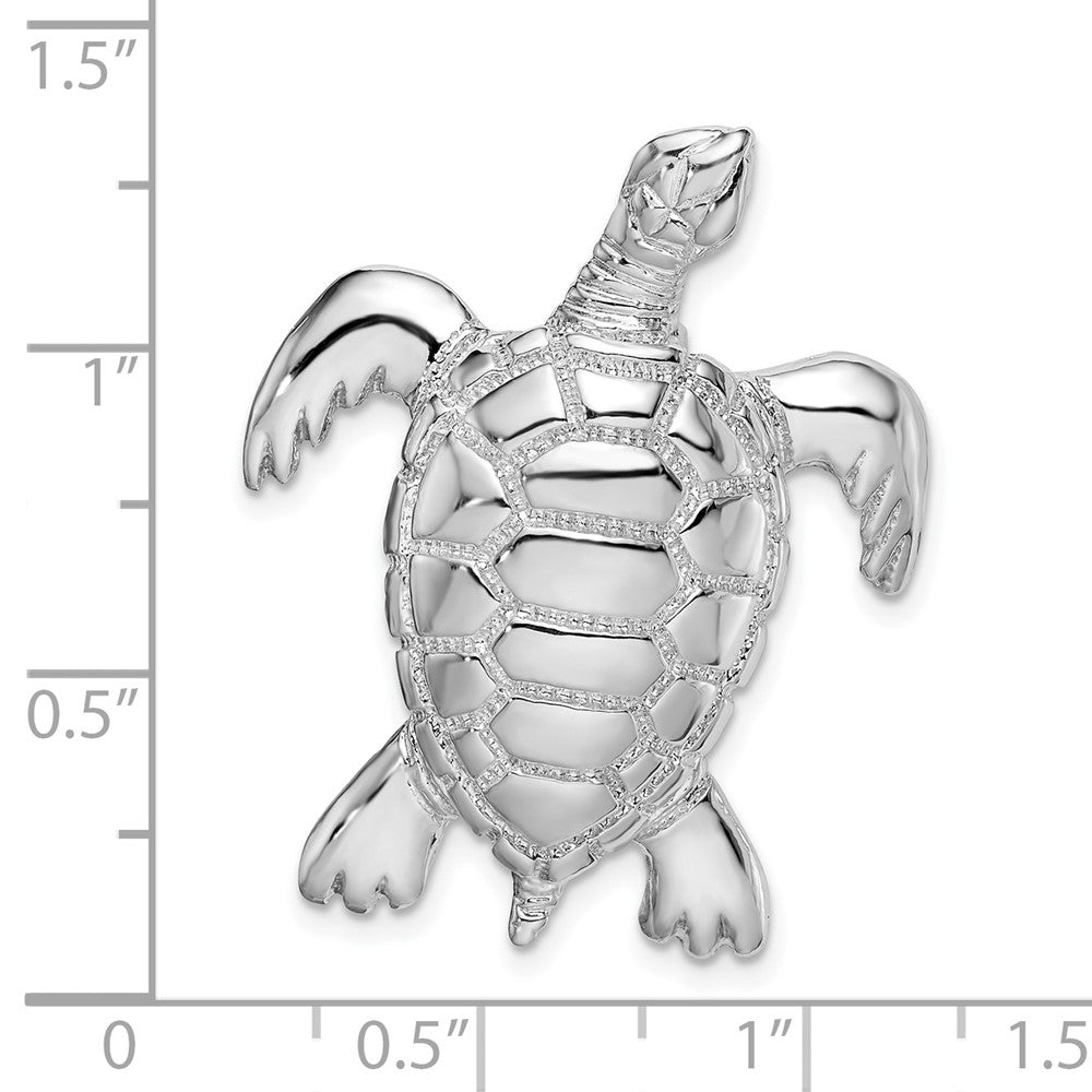 FJC Finejewelers 925 Sterling Silver Rhodium Plated Polished Sea Turtle Slide 32 x 26 mm