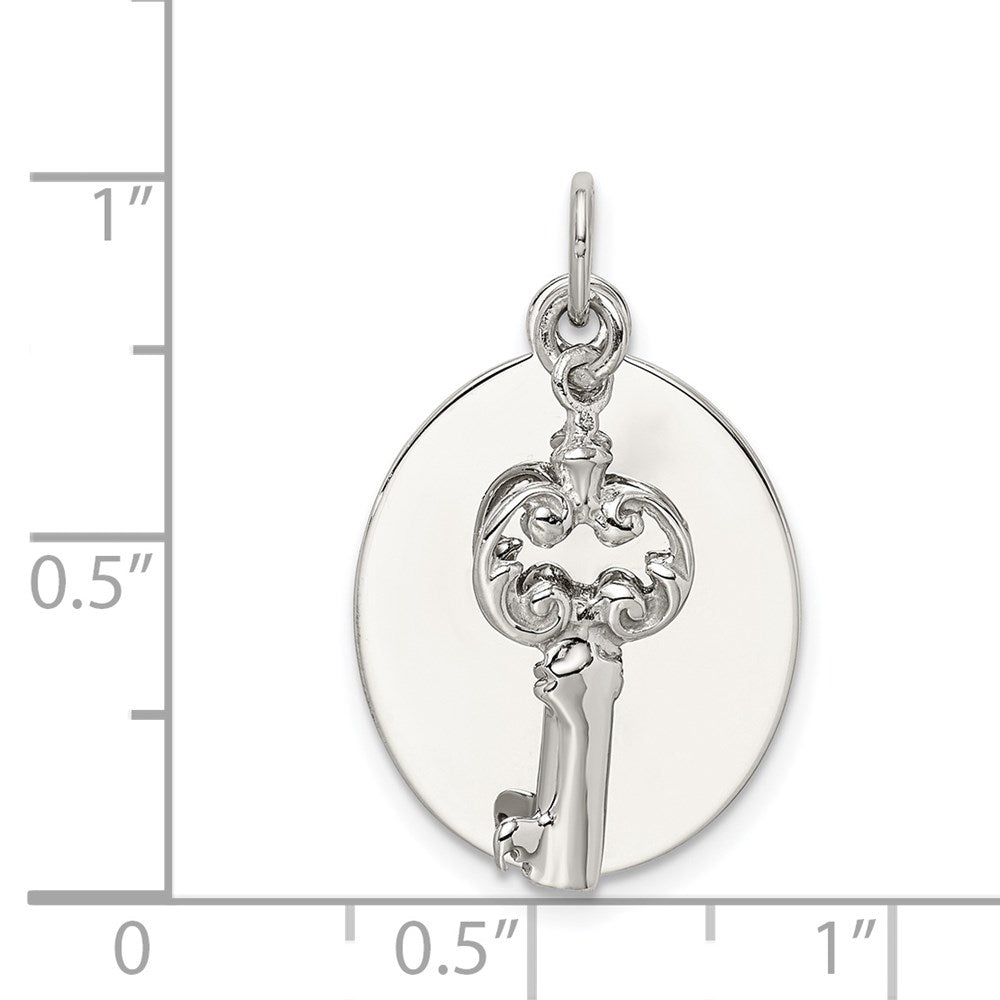 FJC Finejewelers 925 Sterling Silver Rhodium Plated key Charm 27 x 17 mm
