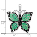 FJC Finejewelers 925 Sterling Silver Polished Enameled Aqua Butterfly Charm 27 mm
