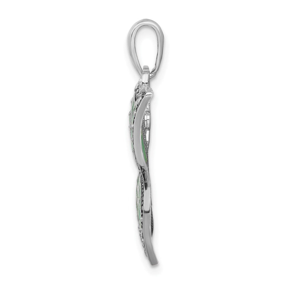 FJC Finejewelers 925 Sterling Silver Polished Enameled Aqua Butterfly Charm 27 mm