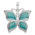 FJC Finejewelers 925 Sterling Silver Polished Enameled Aqua Butterfly Charm 27 mm