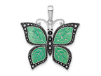 FJC Finejewelers 925 Sterling Silver Polished Enameled Aqua Butterfly Charm 27 mm