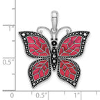 FJC Finejewelers 925 Sterling Silver Polished Enameled Fuchsia Butterfly Charm 27 mm