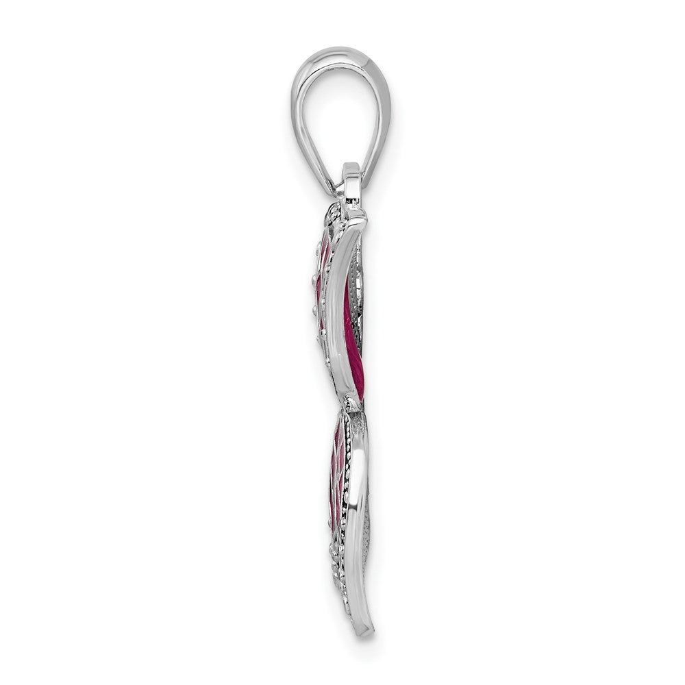 FJC Finejewelers 925 Sterling Silver Polished Enameled Fuchsia Butterfly Charm 27 mm