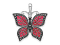 FJC Finejewelers 925 Sterling Silver Polished Enameled Fuchsia Butterfly Charm 27 mm