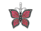 FJC Finejewelers 925 Sterling Silver Polished Enameled Fuchsia Butterfly Charm 27 mm