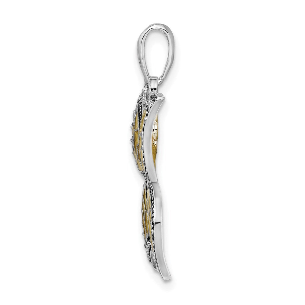 FJC Finejewelers 925 Sterling Silver Polished Enameled Yellow Butterfly Charm 27 mm