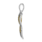 FJC Finejewelers 925 Sterling Silver Polished Enameled Yellow Butterfly Charm 27 mm