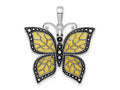 FJC Finejewelers 925 Sterling Silver Polished Enameled Yellow Butterfly Charm 27 mm