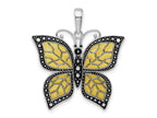 FJC Finejewelers 925 Sterling Silver Polished Enameled Yellow Butterfly Charm 27 mm