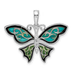 FJC Finejewelers 925 Sterling Silver Polished Enameled Aqua Butterfly Charm 28 mm