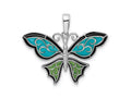 FJC Finejewelers 925 Sterling Silver Polished Enameled Aqua Butterfly Charm 28 mm