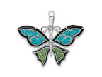 FJC Finejewelers 925 Sterling Silver Polished Enameled Aqua Butterfly Charm 28 mm