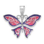 FJC Finejewelers 925 Sterling Silver Polished Enameled Purple Butterfly Charm 28 mm