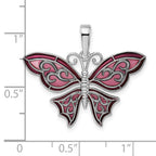 FJC Finejewelers 925 Sterling Silver Polished Enameled Purple Butterfly Charm 28 mm