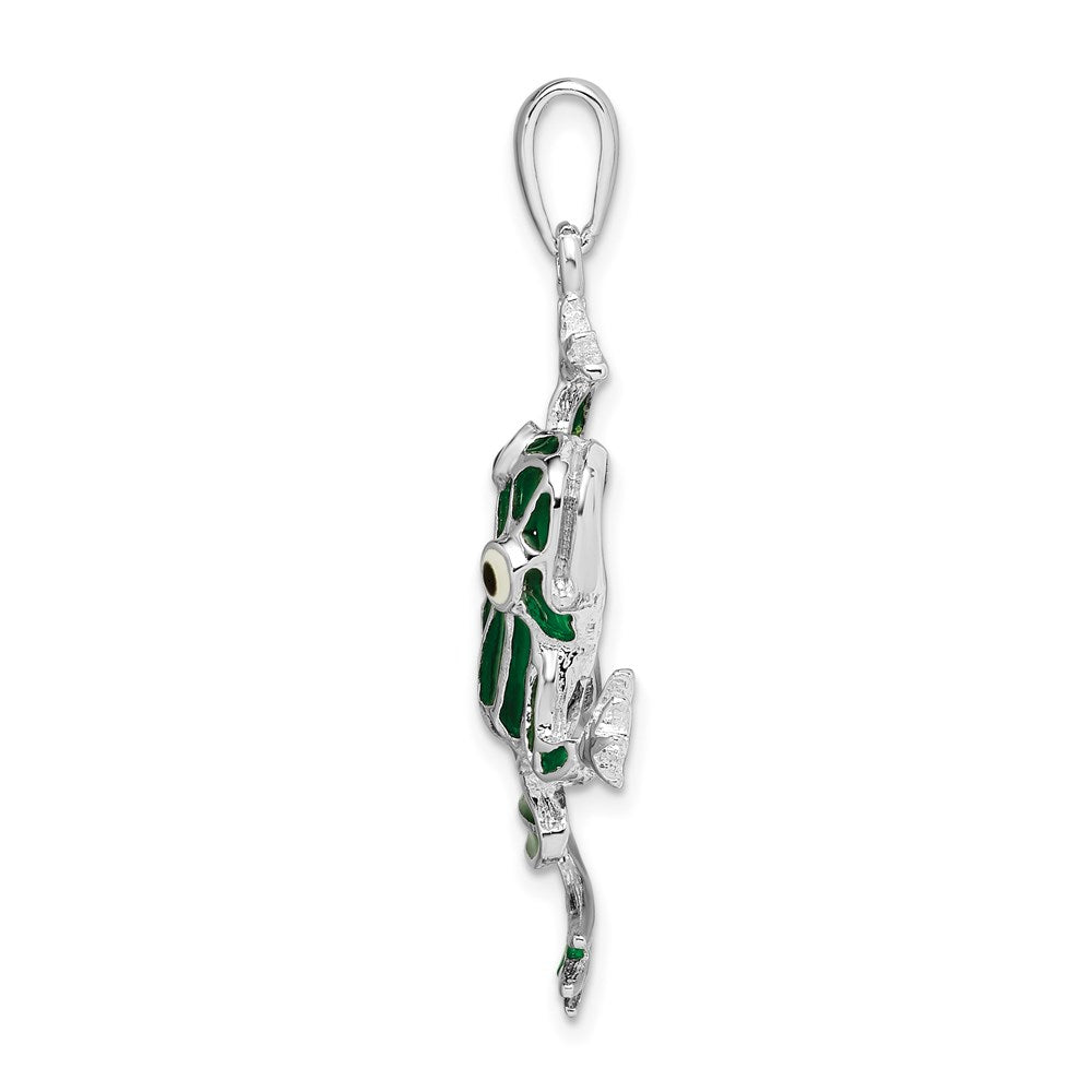 FJC Finejewelers 925 Sterling Silver Rhodium Plated Polished Enameled Green Frog Charm 39 x 31 mm