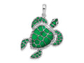 FJC Finejewelers 925 Sterling Silver Polished Enameled Green Sea Turtle Charm 37 x 30 mm
