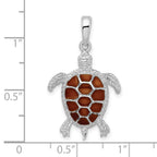 FJC Finejewelers 925 Sterling Silver Polished Enameled Brown Sea Turtle Charm 29 x 18 mm
