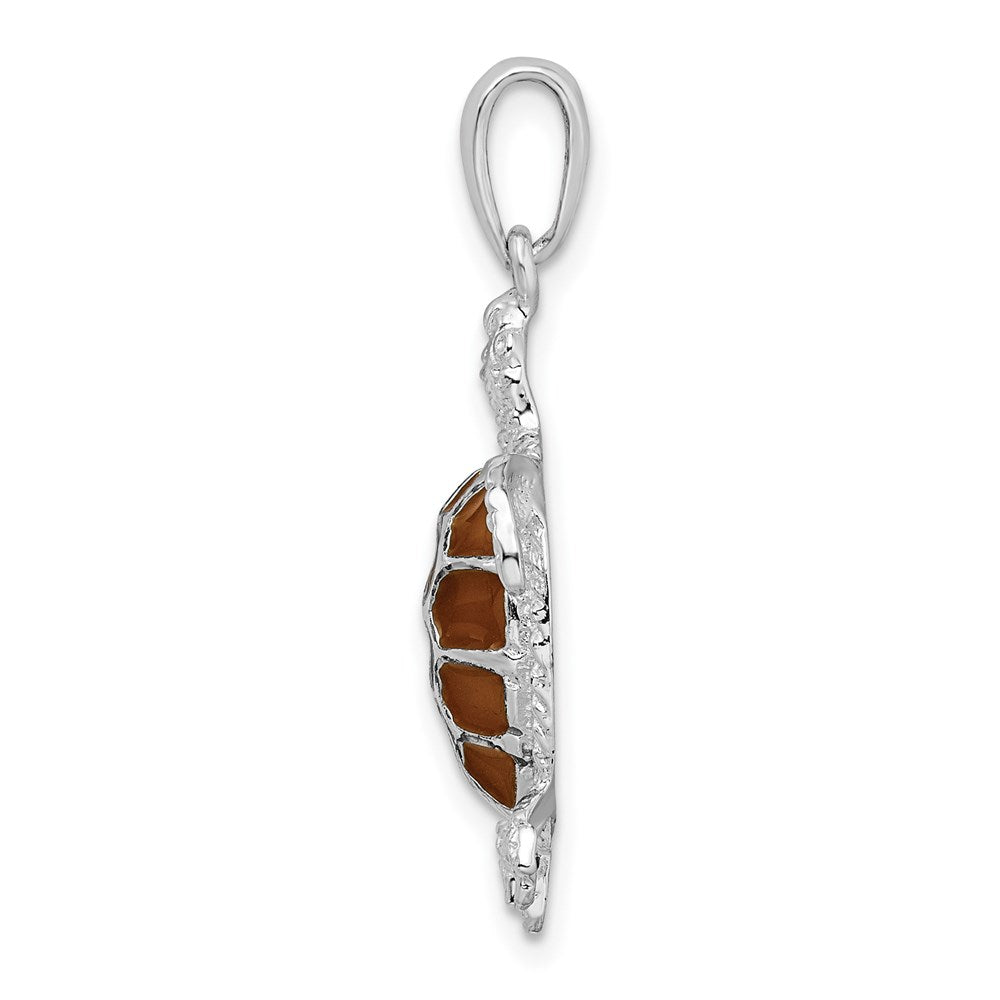 FJC Finejewelers 925 Sterling Silver Polished Enameled Brown Sea Turtle Charm 29 x 18 mm