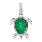 FJC Finejewelers 925 Sterling Silver Polished Enameled Green Sea Turtle Charm 29 x 18 mm