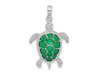 FJC Finejewelers 925 Sterling Silver Polished Enameled Green Sea Turtle Charm 29 x 18 mm