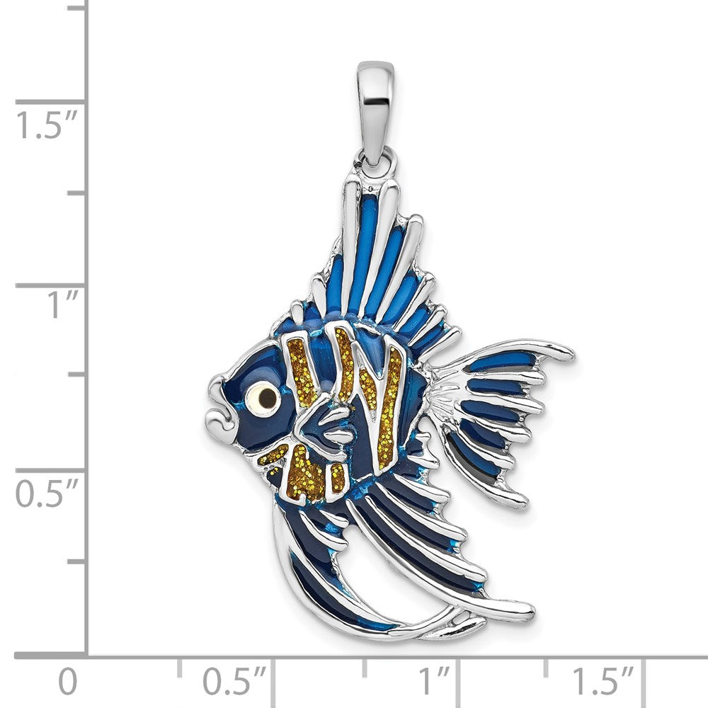 FJC Finejewelers 925 Sterling Silver Rhodium Plated Polished Enameled Angelfish Charm 40 x 25 mm