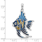 FJC Finejewelers 925 Sterling Silver Rhodium Plated Polished Enameled Angelfish Charm 40 x 25 mm