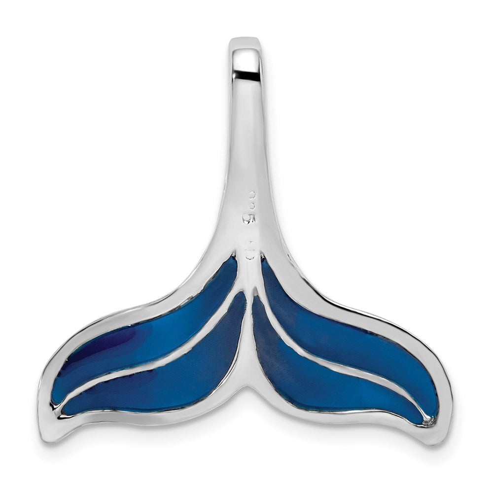 FJC Finejewelers 925 Sterling Silver Rhodium Plated Polished Enameled Blue Whale Tail Slide 26 x 26 mm
