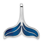 FJC Finejewelers 925 Sterling Silver Rhodium Plated Polished Enameled Blue Whale Tail Slide 26 x 26 mm