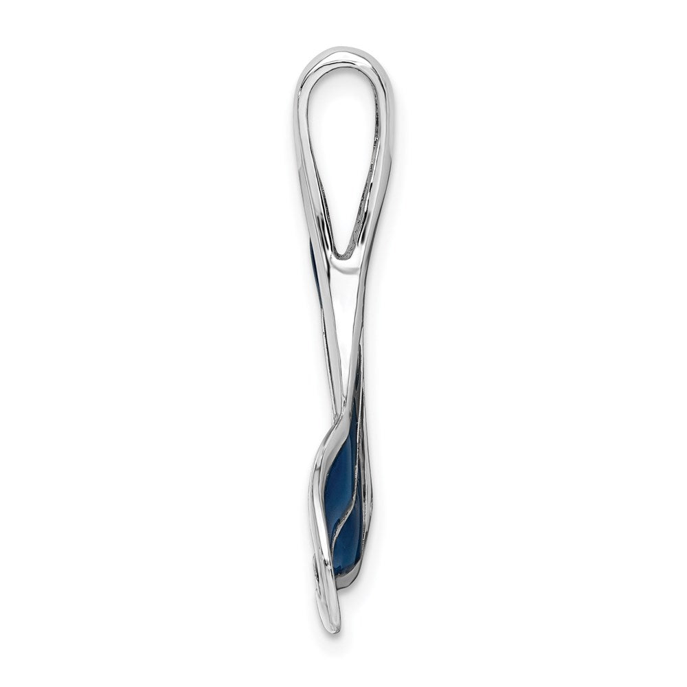FJC Finejewelers 925 Sterling Silver Rhodium Plated Polished Enameled Blue Whale Tail Slide 26 x 26 mm