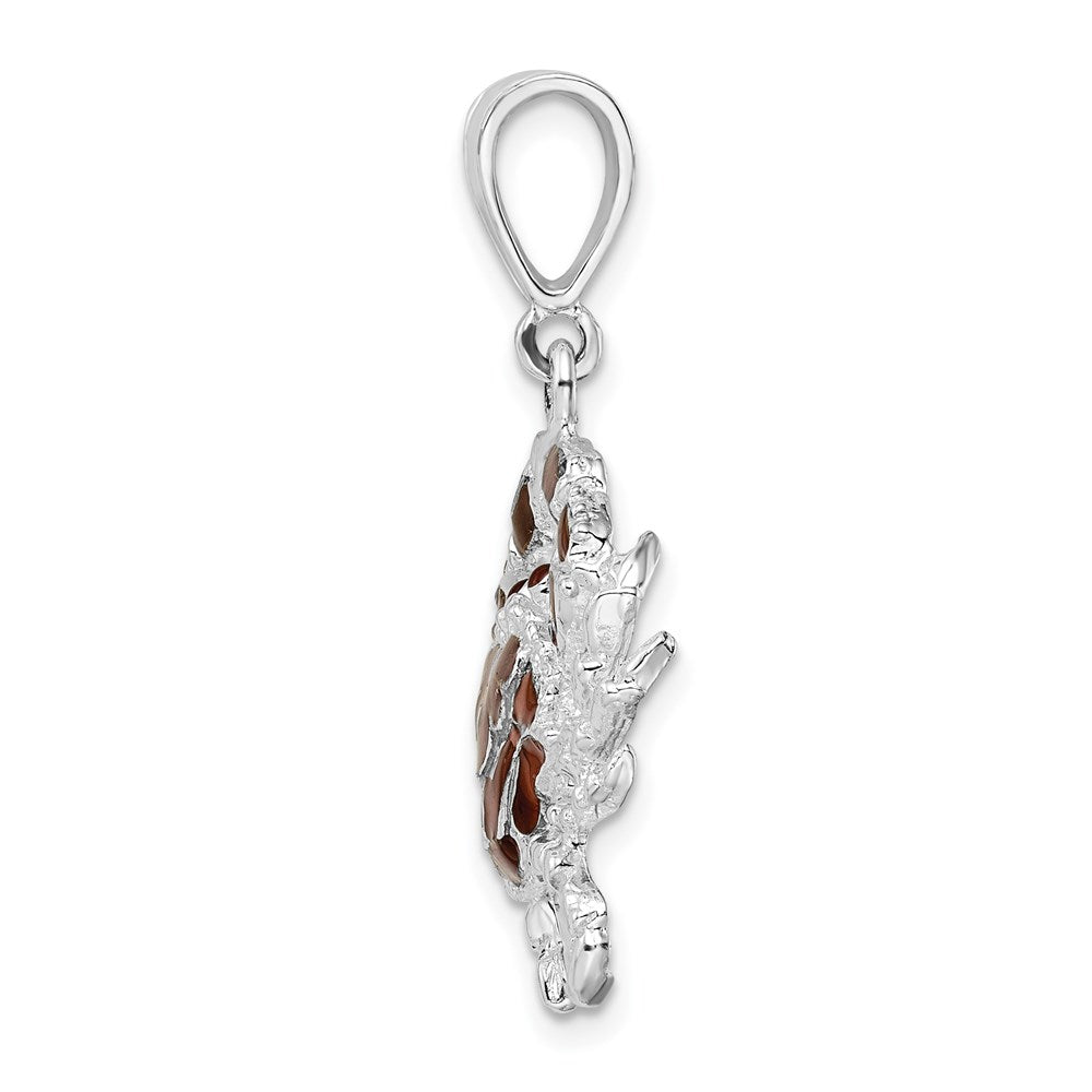 FJC Finejewelers 925 Sterling Silver Rhodium Plated Polished Enameled Brown Crab Charm 32 x 27 mm