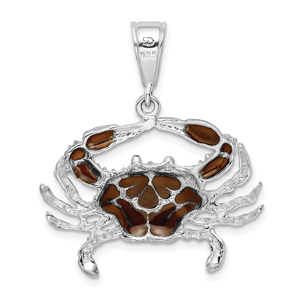 FJC Finejewelers 925 Sterling Silver Rhodium Plated Polished Enameled Brown Crab Charm 32 x 27 mm