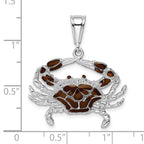 FJC Finejewelers 925 Sterling Silver Rhodium Plated Polished Enameled Brown Crab Charm 32 x 27 mm