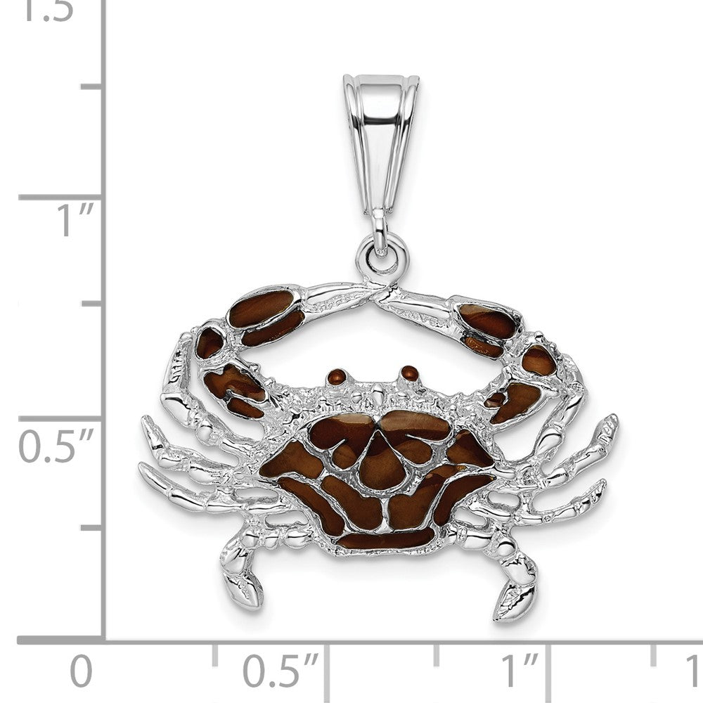 FJC Finejewelers 925 Sterling Silver Rhodium Plated Polished Enameled Brown Crab Charm 32 x 27 mm