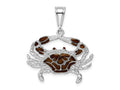 FJC Finejewelers 925 Sterling Silver Rhodium Plated Polished Enameled Brown Crab Charm 32 x 27 mm