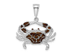 FJC Finejewelers 925 Sterling Silver Rhodium Plated Polished Enameled Brown Crab Charm 32 x 27 mm